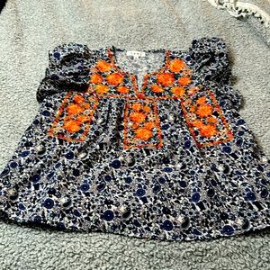 THML embroidered flutter sleeve blouse